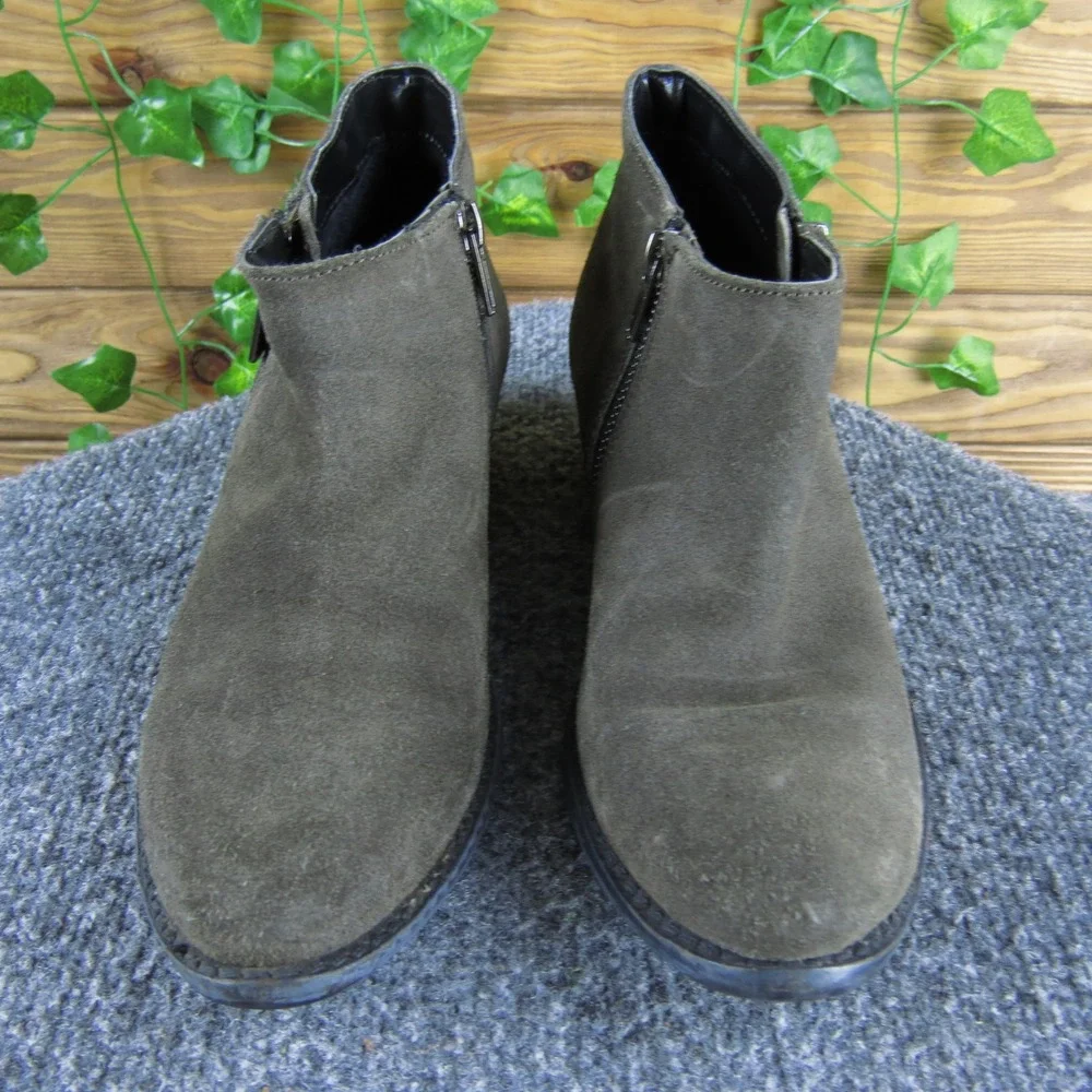 Caralone Women's 36 Brown Suede Ankle Boots Zip Side Low‎ Heel Casual Booties